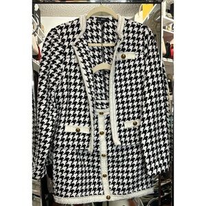 Houndstooth Jacket and Skirt Set | L